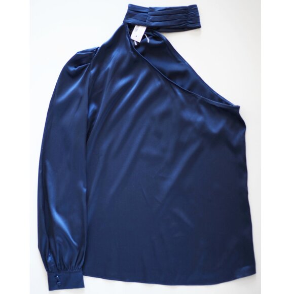 BNWT Generation Love Rosario Silk One Shoulder Top in Navy, Sz. XS/US 2, RRP$350 - Picture 3 of 5
